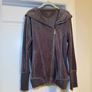 Calvin Klein Charcoal Velour Zip Up Hoodie Jacket Women’s Size XL